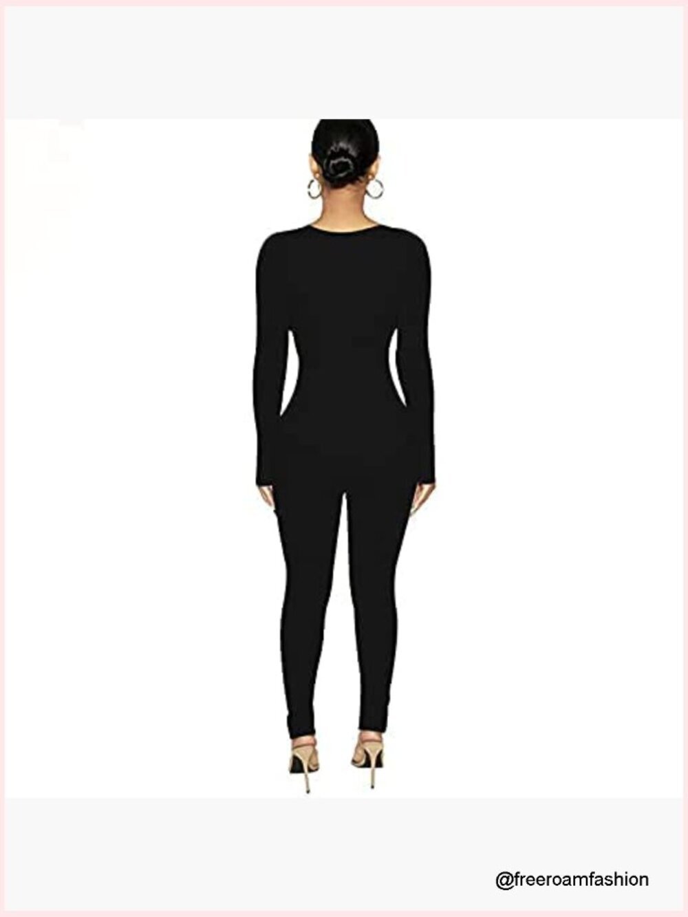 Women's Sexy Cut Out Bodycon Jumpsuit Lace Up Front V Neck One Piece Outfit - Picture 6 of 7
